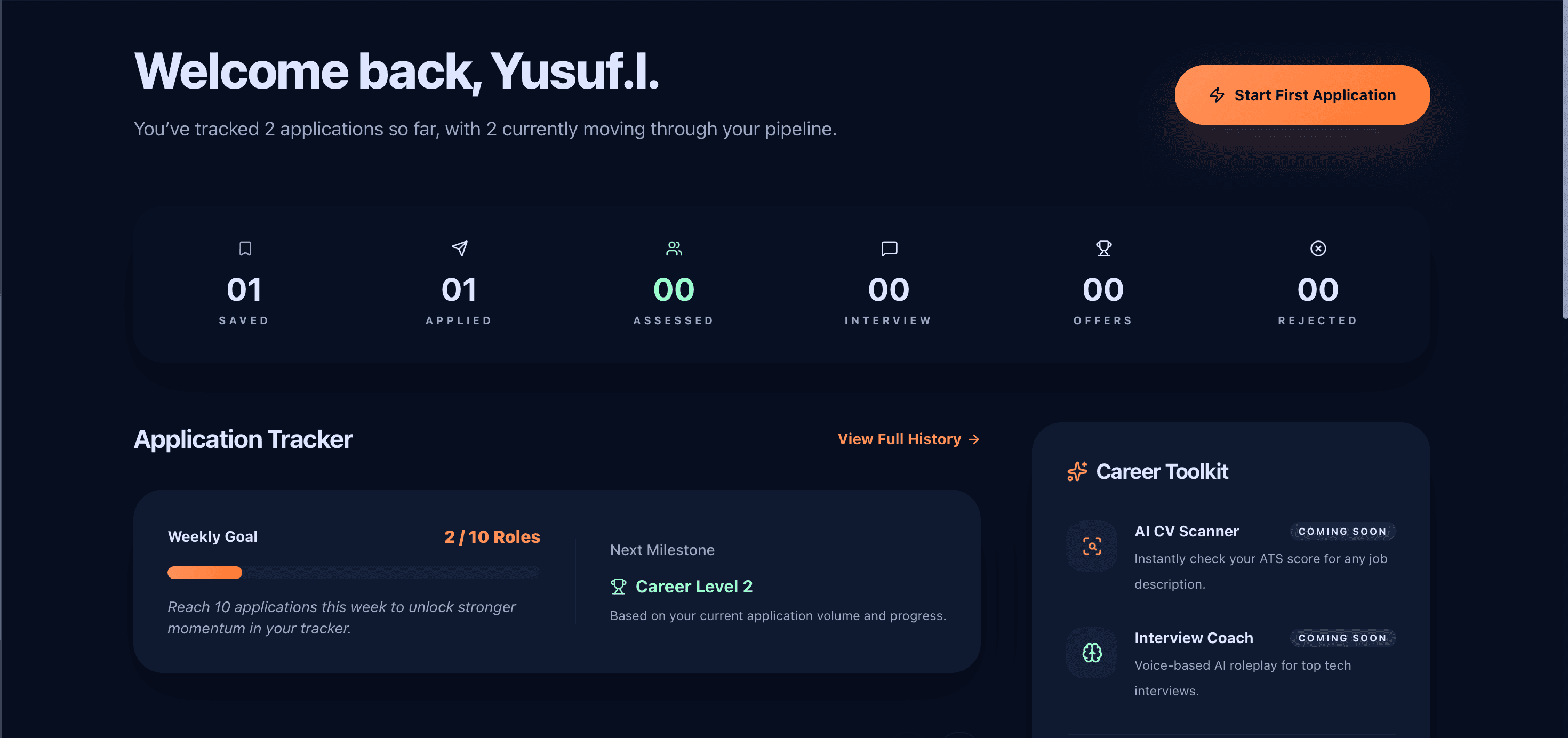 ReviseWizard dashboard – application overview